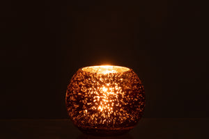Windlicht bol glas met pareleffect