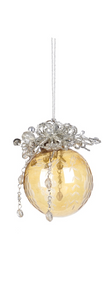 Kerstbal goud rond met parels