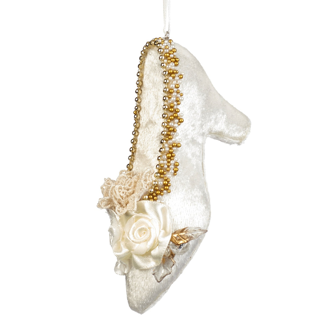 Schoen met bloemen kerst ornament
