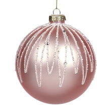 Afbeelding in Gallery-weergave laden, Glazen roze kerstbal met glitter druppels
