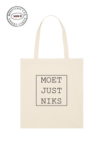 Totebag "moet just niks" vintage white