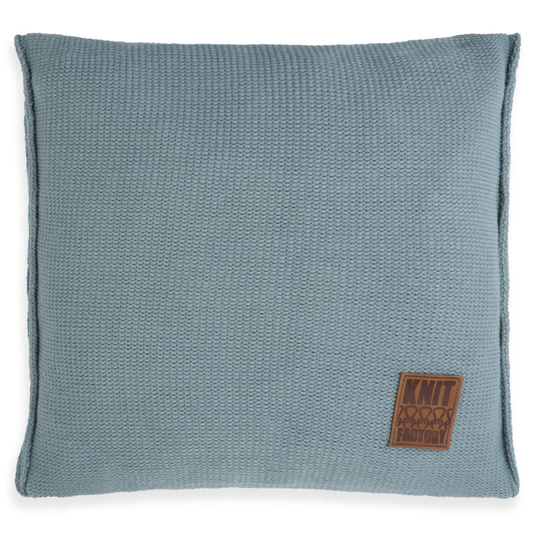 Vierkant kussen knitfactory blauw