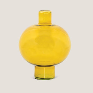 Vase recycled glass round Amber Green