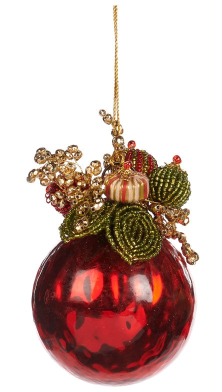Kerstbal parel decoratie rood