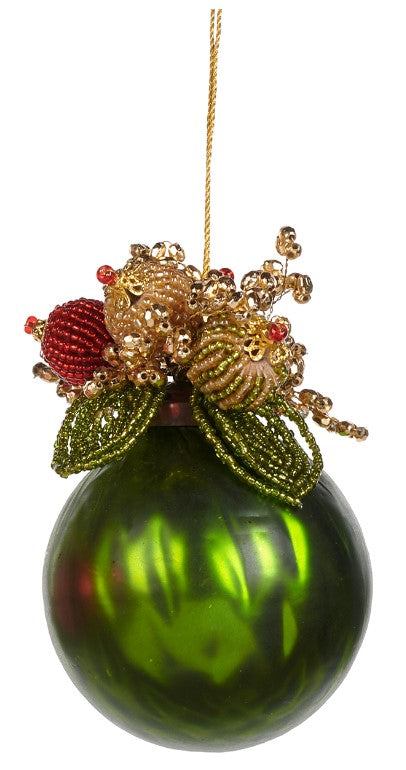 Kerstbal parel decoratie groen