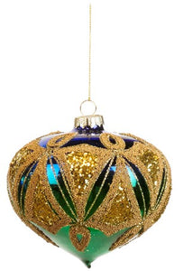 Kerstbal zigzag deco ovaal