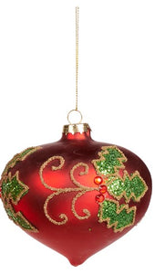 Kerstbal rood groen ovaal
