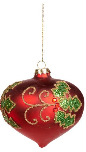 Kerstbal rood groen ovaal