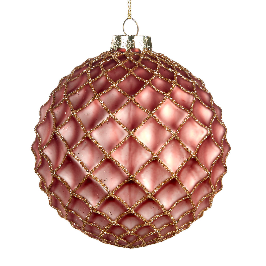 Kerstbal roze/goud