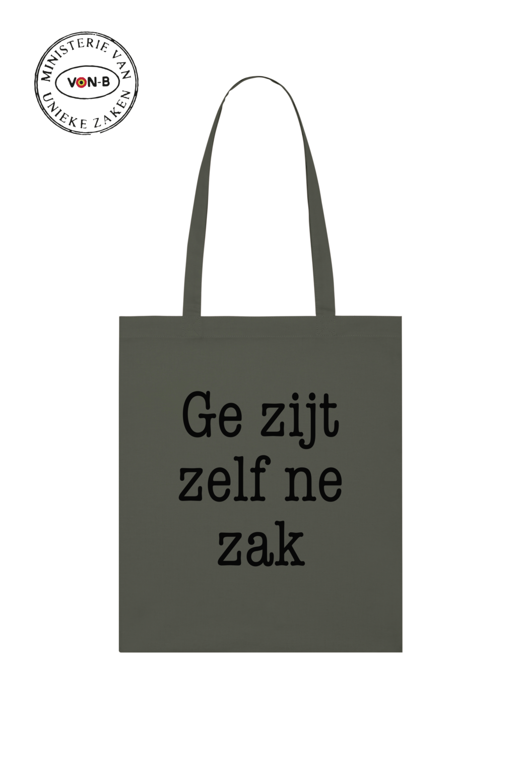 Totebag ´Ge zij zelf ne zak´ kakigroen