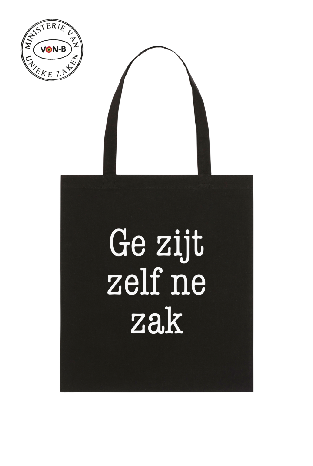 Totebag ´Ge zij zelf ne zak´ zwart