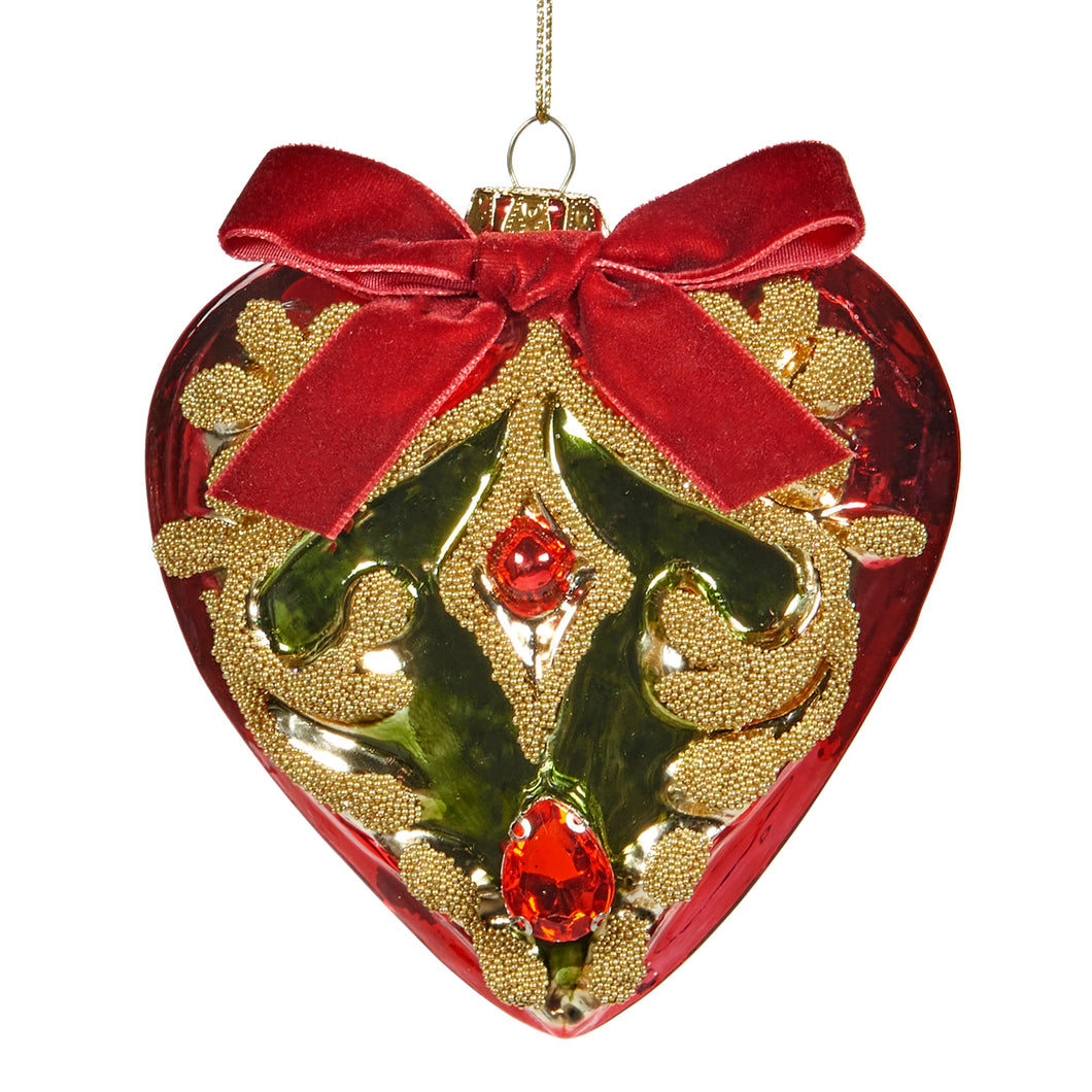 Kerstbal hartvormig rood
