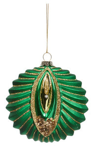 Kerstbal art deco rond groen