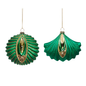 Kerstbal art deco rond groen