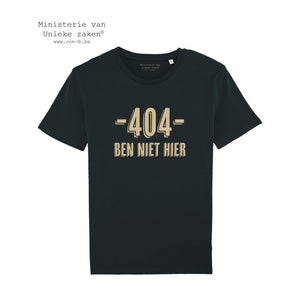 T-shirt "404 ben niet hier" (unisex)