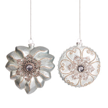 Afbeelding in Gallery-weergave laden, Kerstbal rond blauw/zilver
