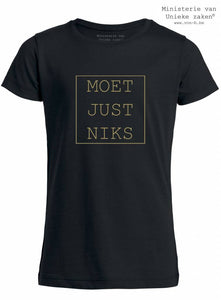 Kinder t-shirt "moet just niks" zwart/goud