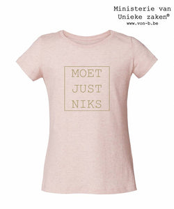 Kinder t-shirt "moet just niks" roze